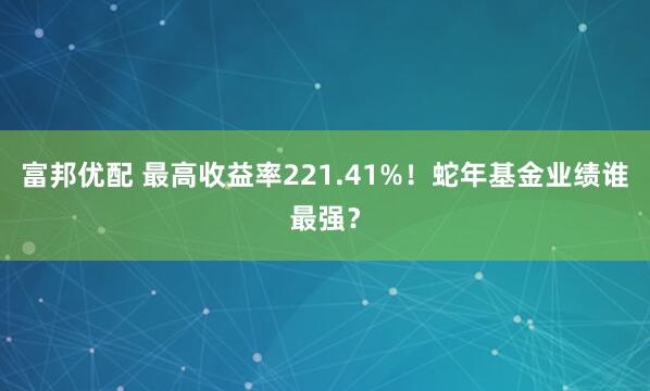 富邦优配 最高收益率221.41%！蛇年基金业绩谁最强？