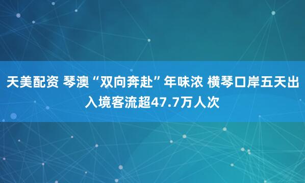 天美配资 琴澳“双向奔赴”年味浓 横琴口岸五天出入境客流超47.7万人次