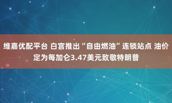 维嘉优配平台 白宫推出“自由燃油”连锁站点 油价定为每加仑3.47美元致敬特朗普